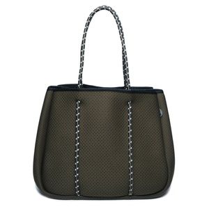 Annabel Ingall olive green laser cut neoprene tote